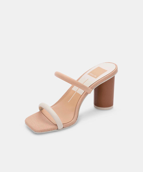 Heeled Leather Strap Sandals