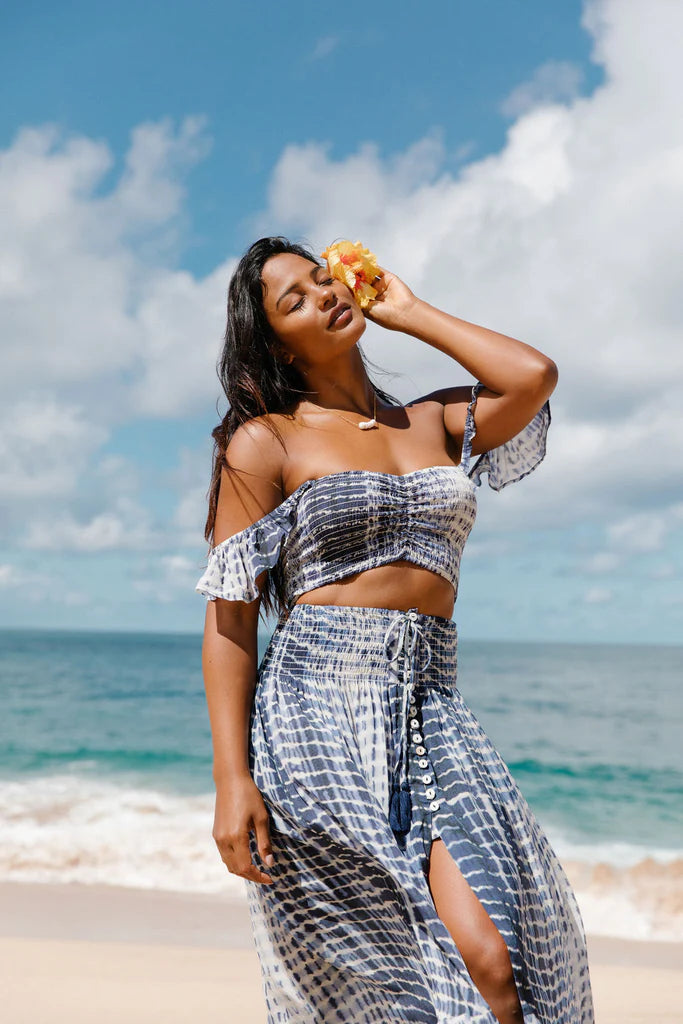 Smocked Tie Dye Crop Top