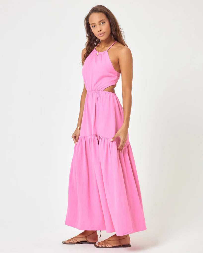 Side Cutout Open Back Maxi Dress