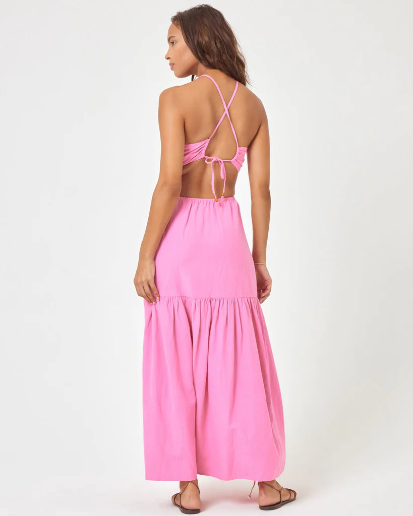 Side Cutout Open Back Maxi Dress