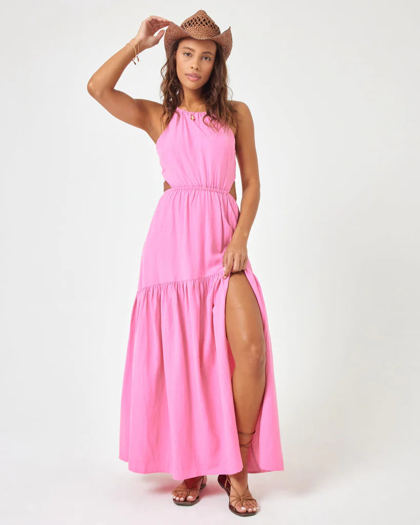 Side Cutout Open Back Maxi Dress