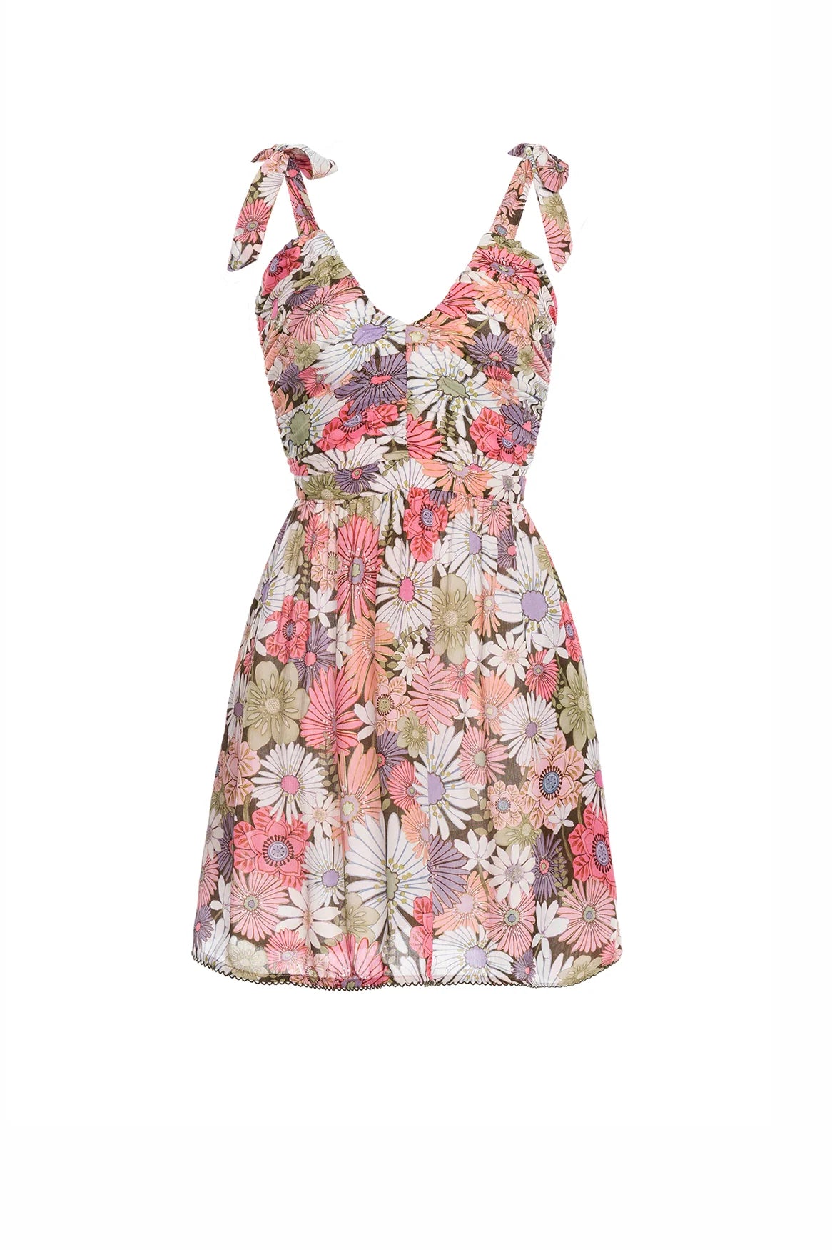 Short Floral Print V-Neck Dress
