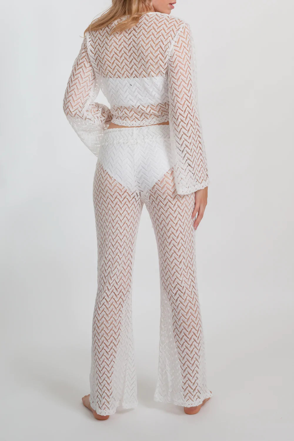Sheer White Wide Leg Pant