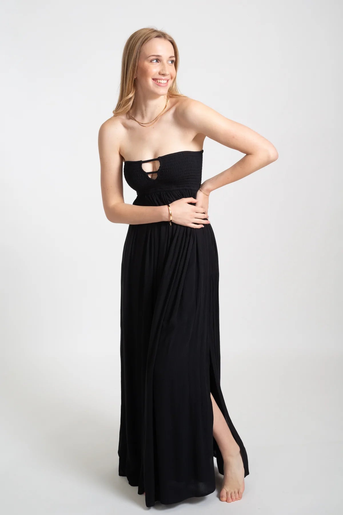 Smocked bandeau online maxi dress