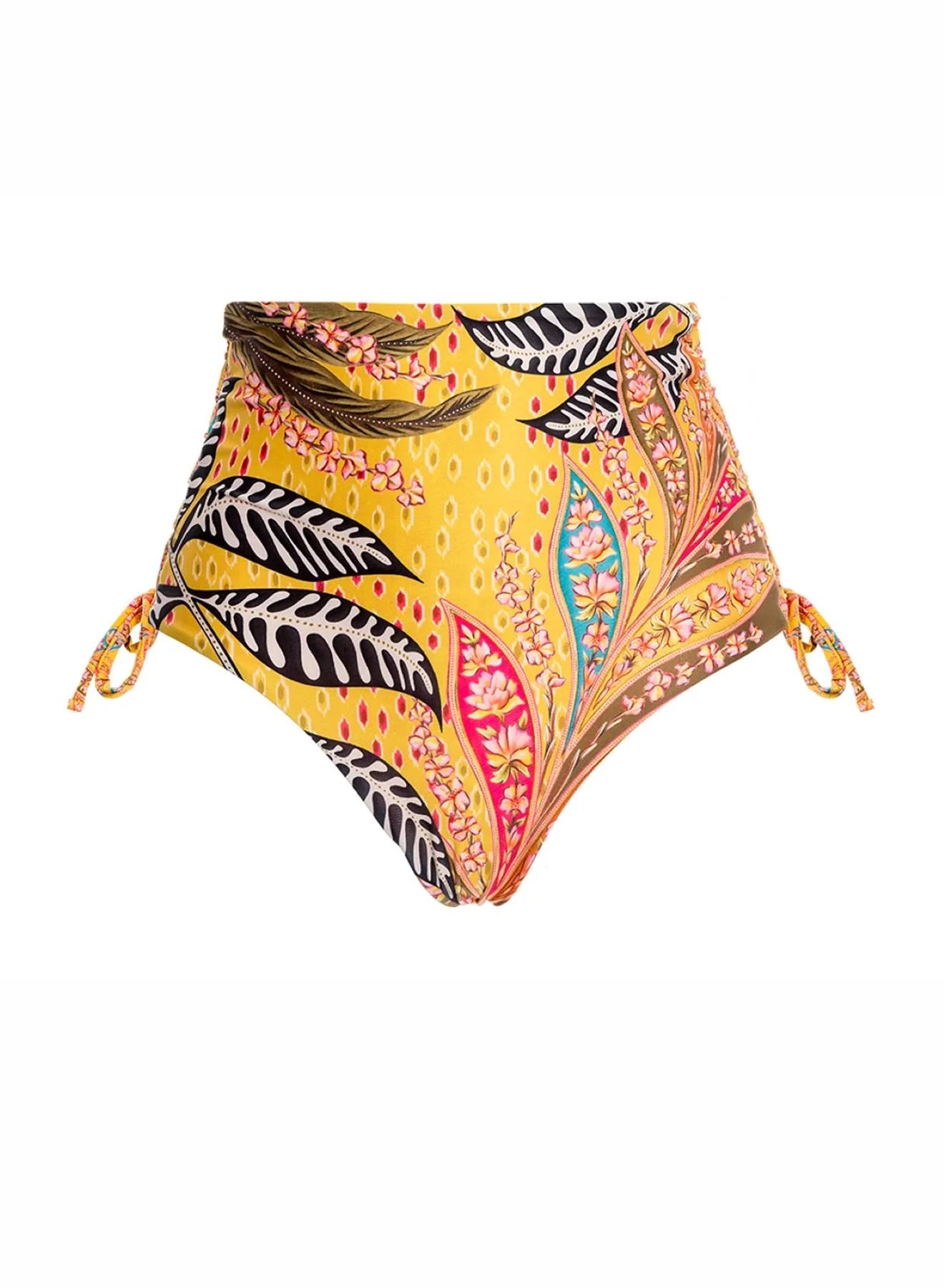 Bright High Waist Lattice Side Bikini Bottom