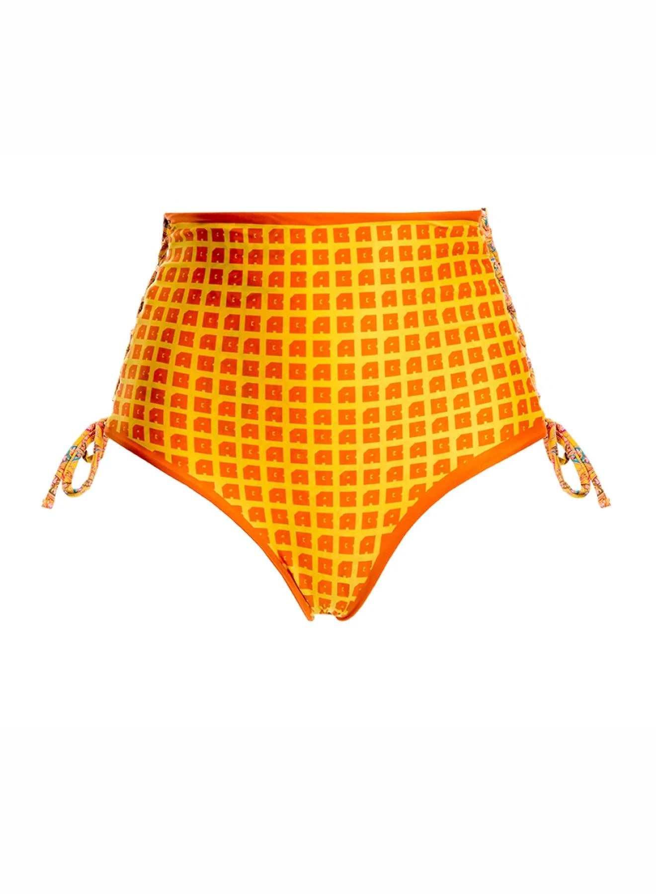 Bright High Waist Lattice Side Bikini Bottom