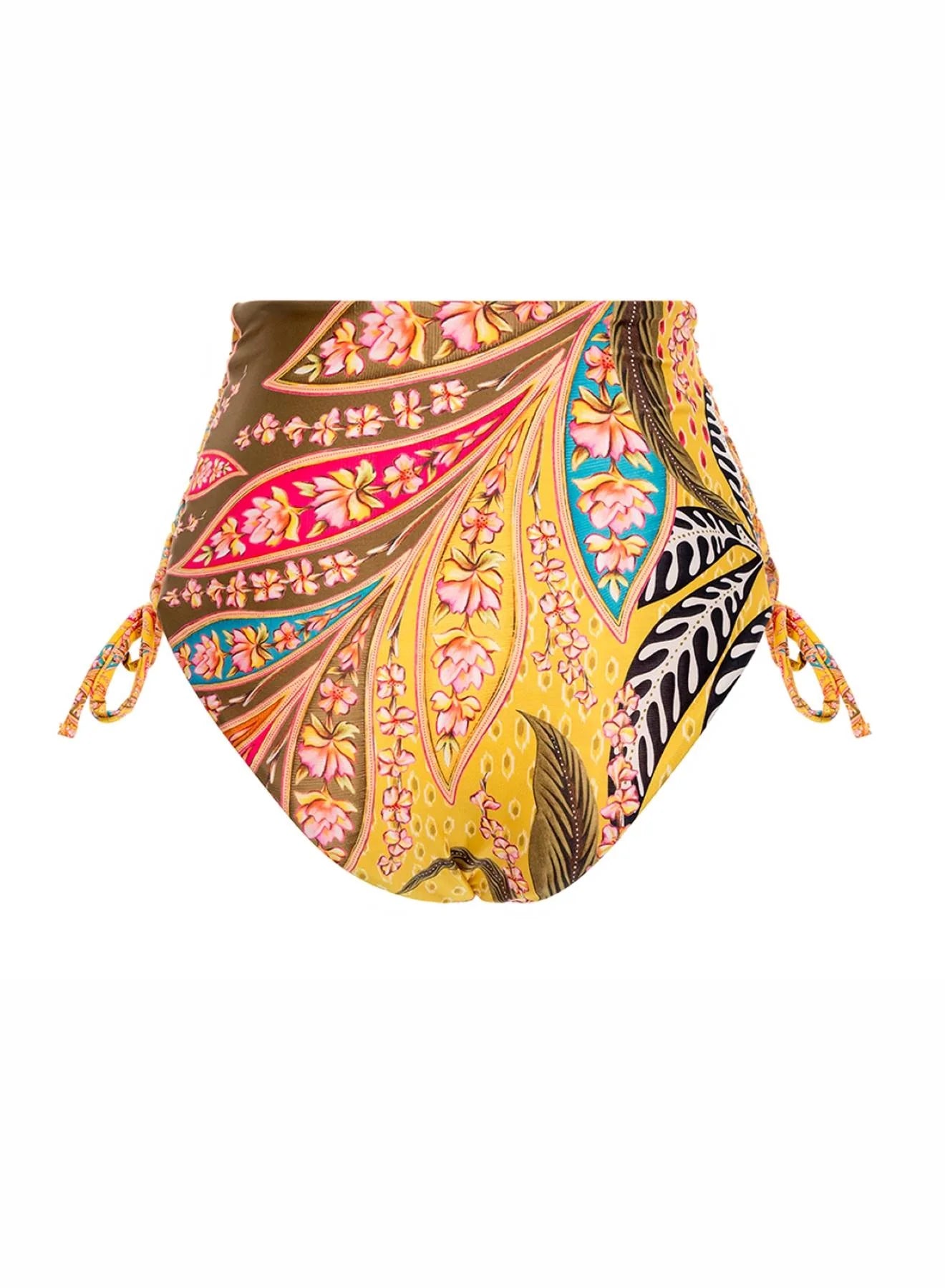 Bright High Waist Lattice Side Bikini Bottom