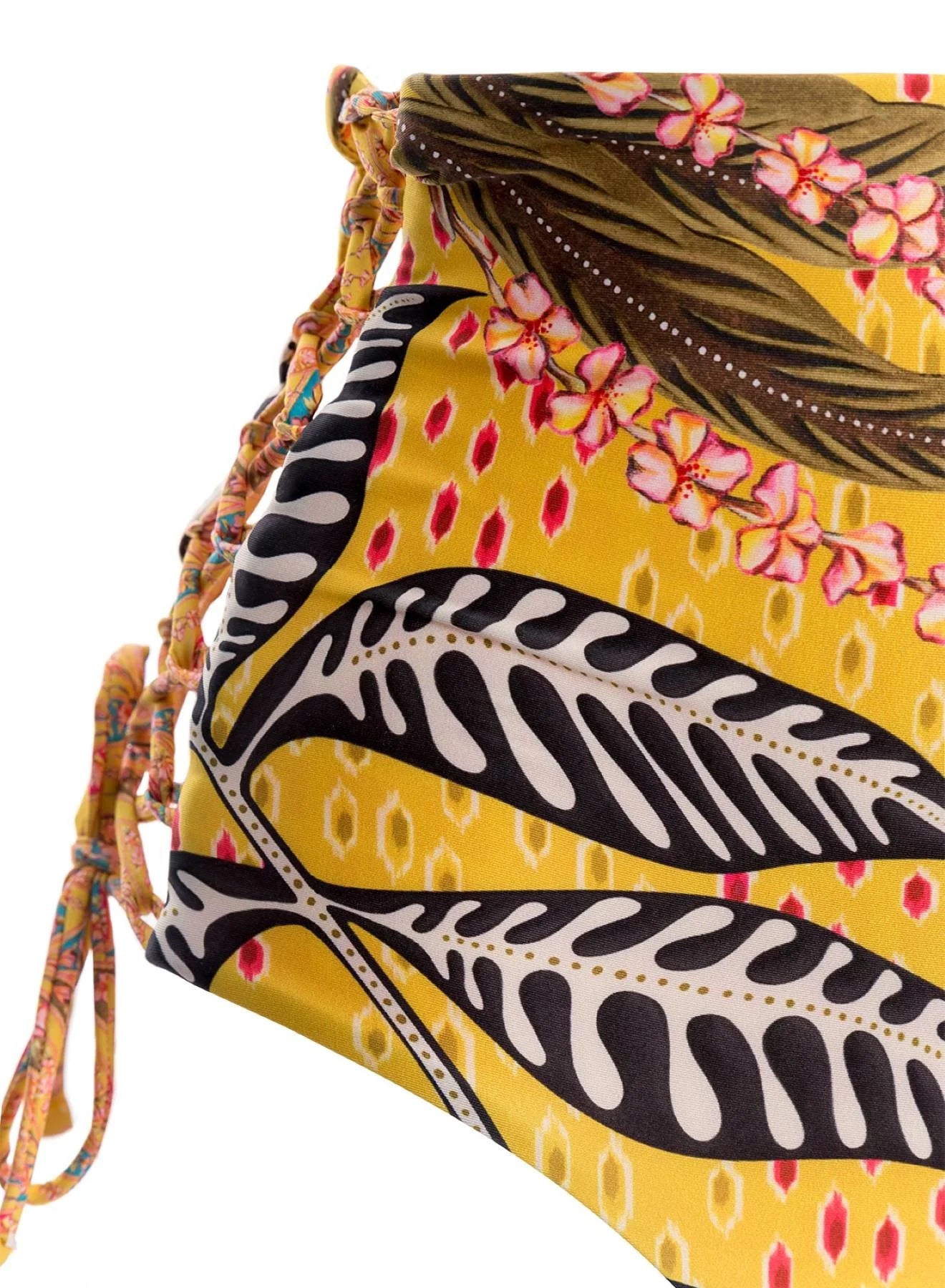 Bright High Waist Lattice Side Bikini Bottom