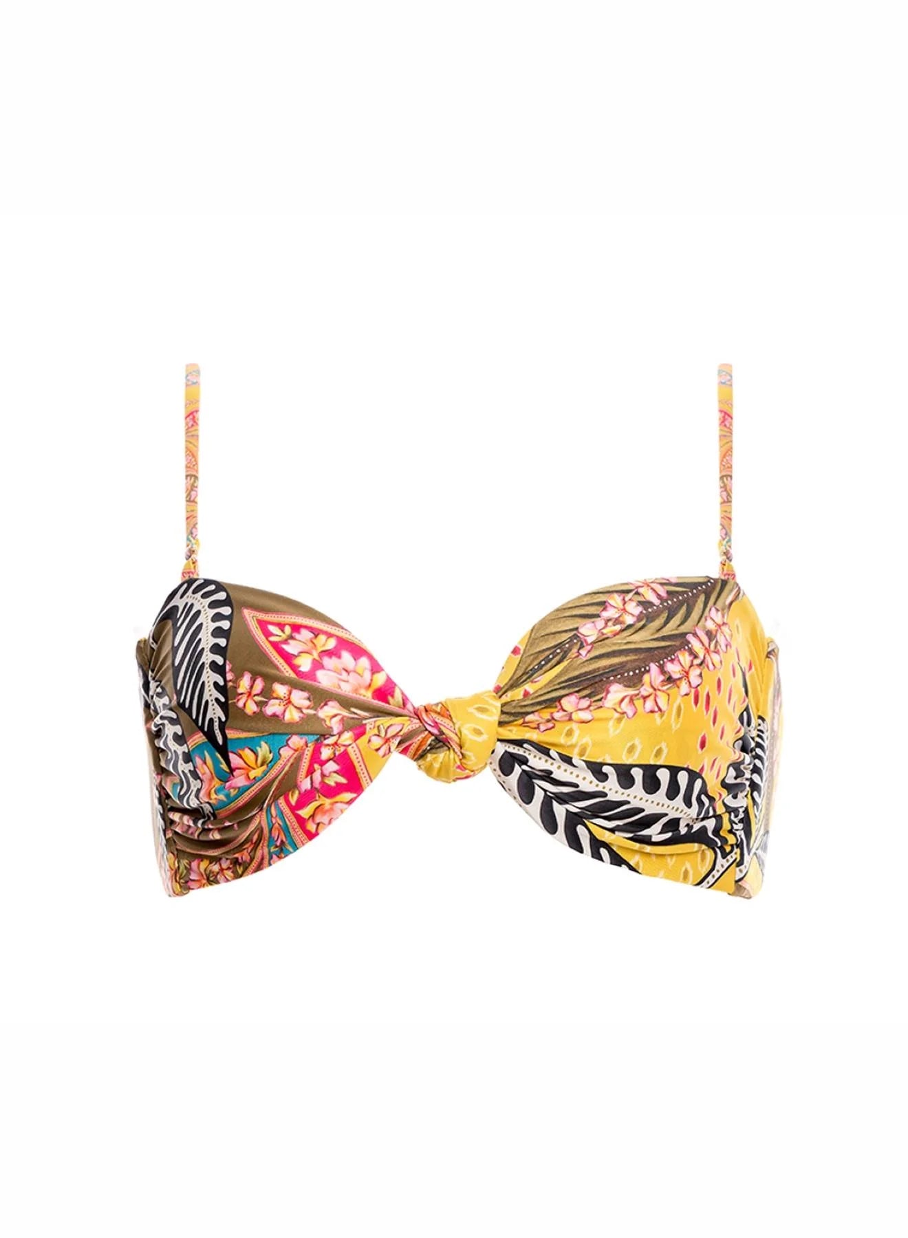 Colorful Print Knot Front Bandeau Top