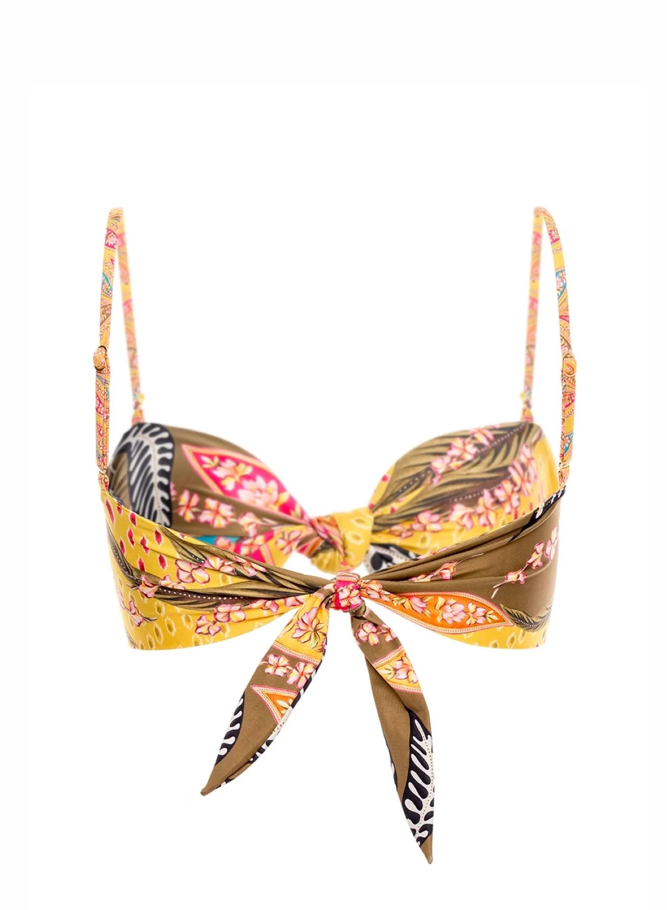 Colorful Print Knot Front Bandeau Top