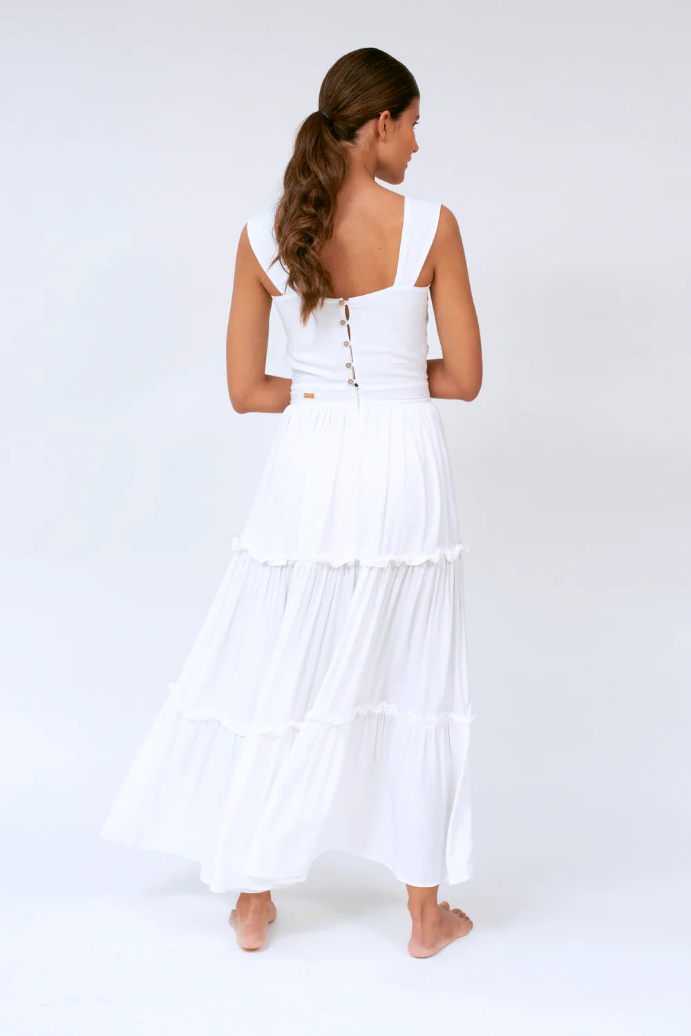 Ivory Twist Front Maxi Dress