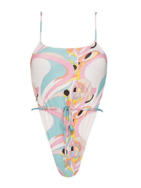 Pink Printed Spaghetti Strap One Piece