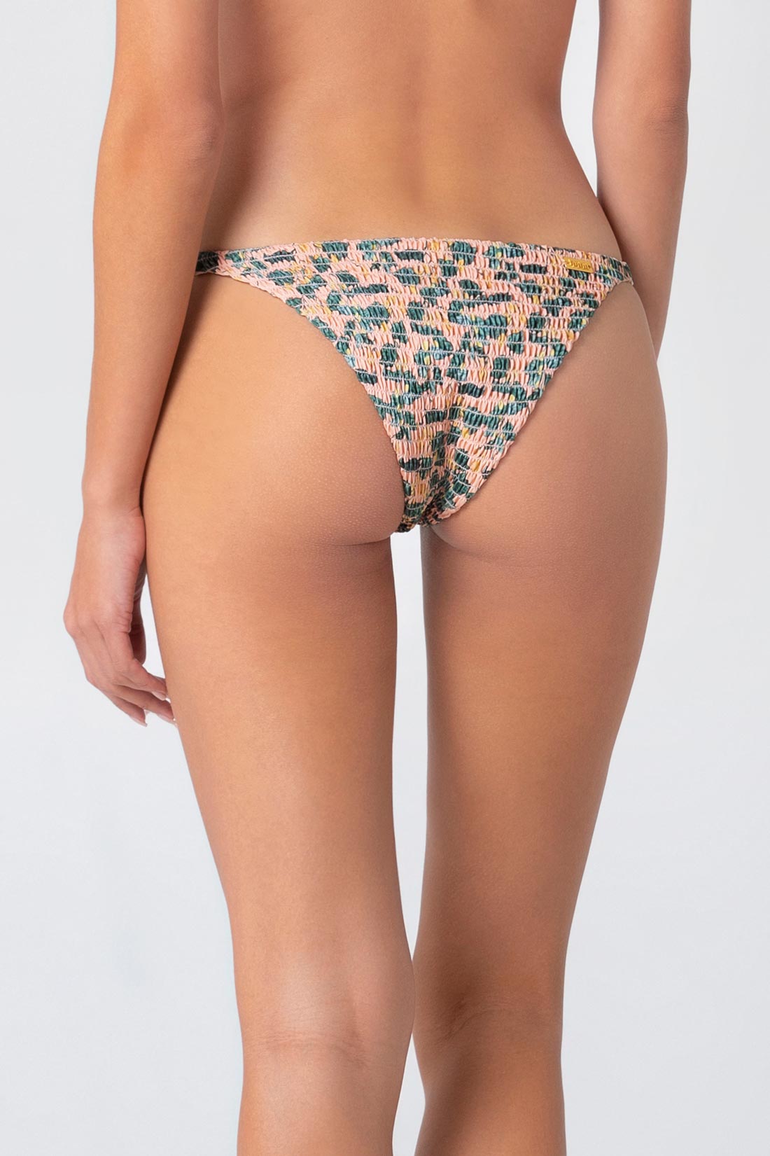 Colorful Printed Smocked Bikini Bottom