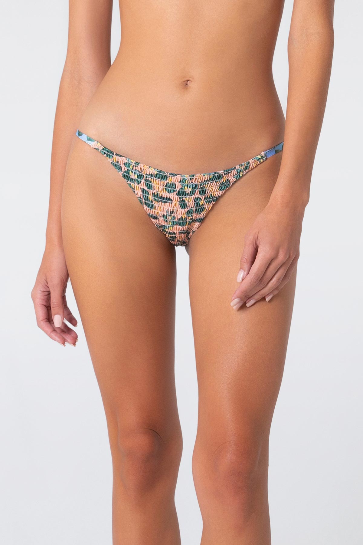 Colorful Printed Smocked Bikini Bottom