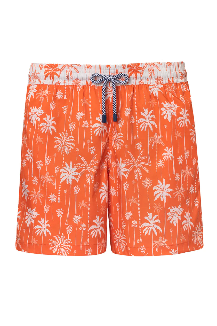 Orange Print Boy's Swim Trunks