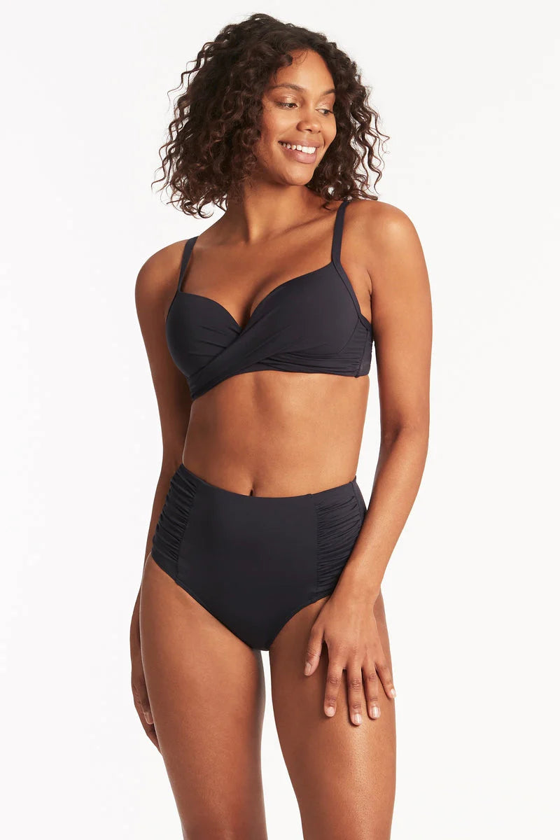 Gathered Side High Waist Bikini Bottom