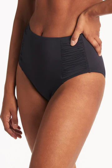 Gathered Side High Waist Bikini Bottom
