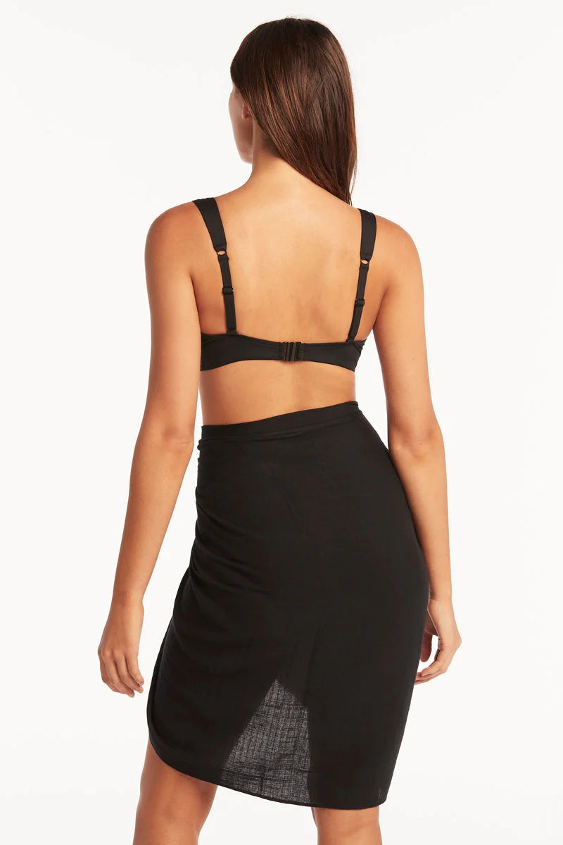 Black Frayed Cotton Sarong