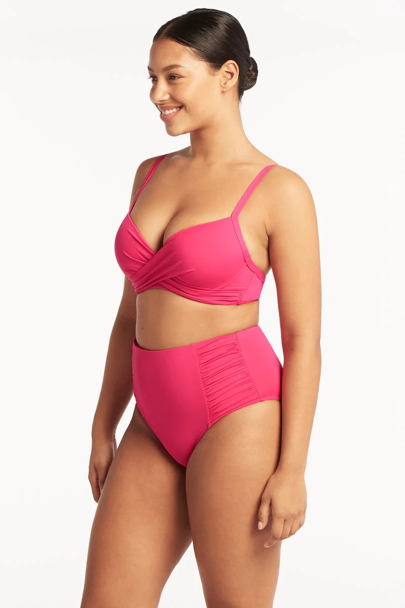 Hot Pink High Waist Bikini Bottom
