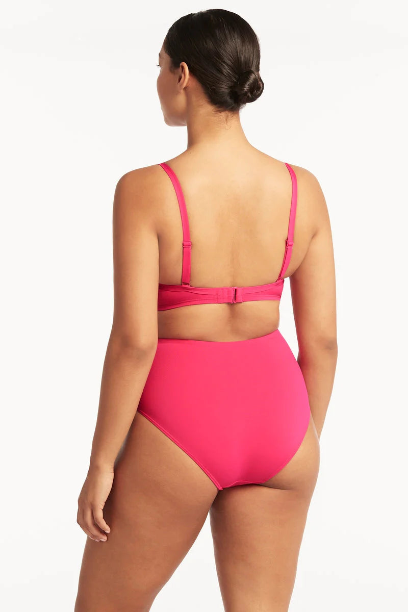 Hot Pink High Waist Bikini Bottom