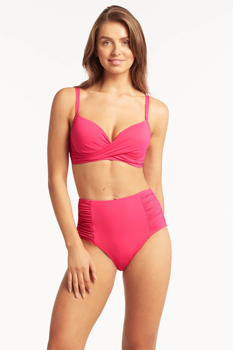 Hot Pink High Waist Bikini Bottom
