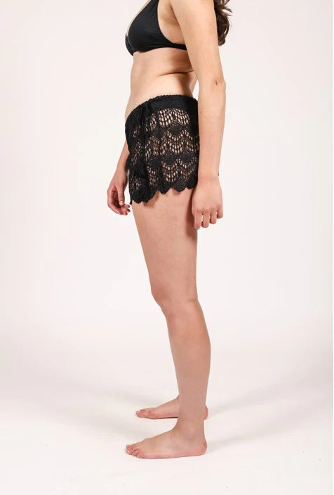 Black Tasseled Beach Shorts