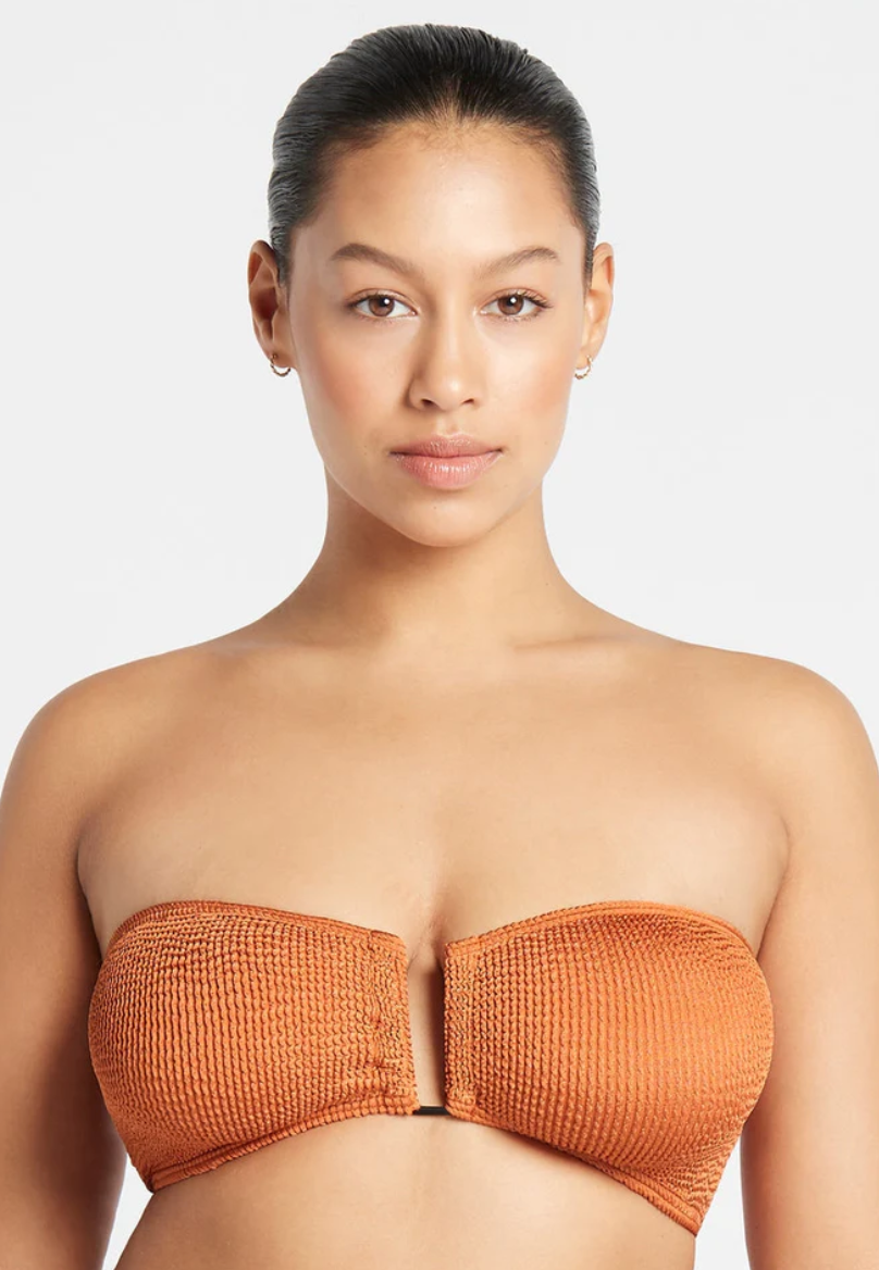 Strapless Burnt Orange Bandeau Bikini Top