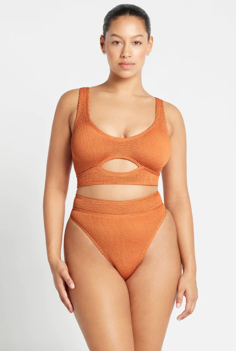 Burnt orange high waisted bikini sales