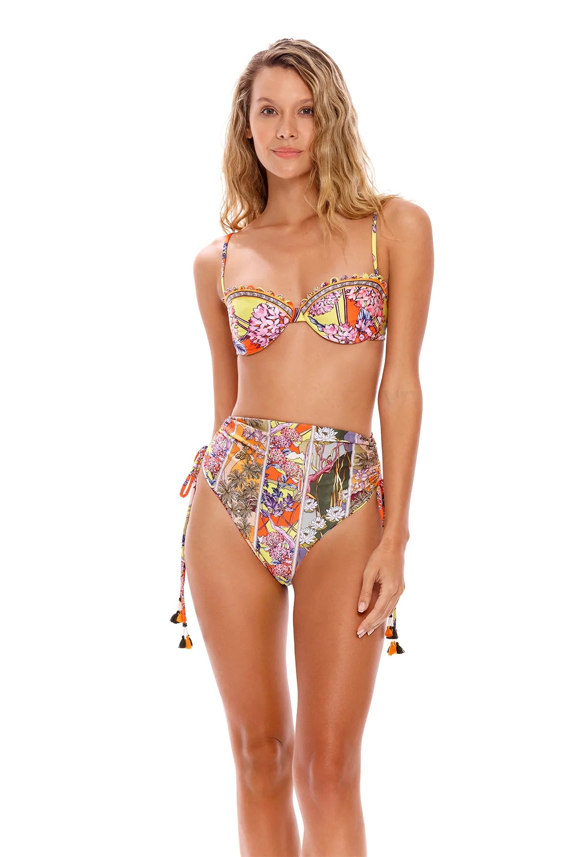 Colorful Floral Print High Waist Bikini Bottom