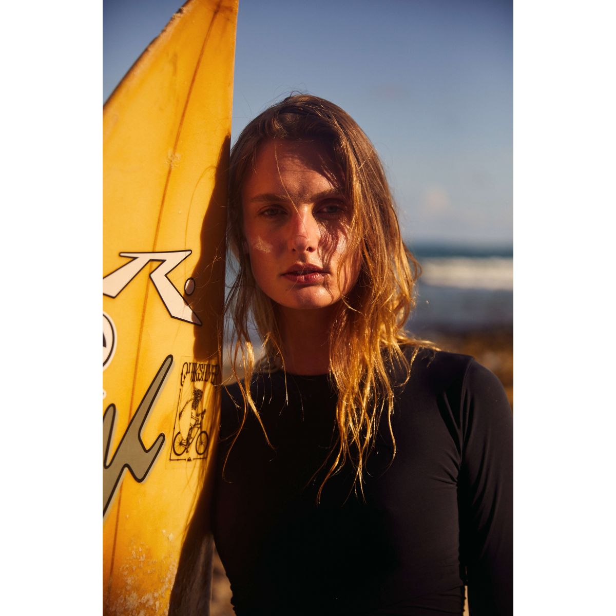 Black Long Sleeve Cropped Swim Top