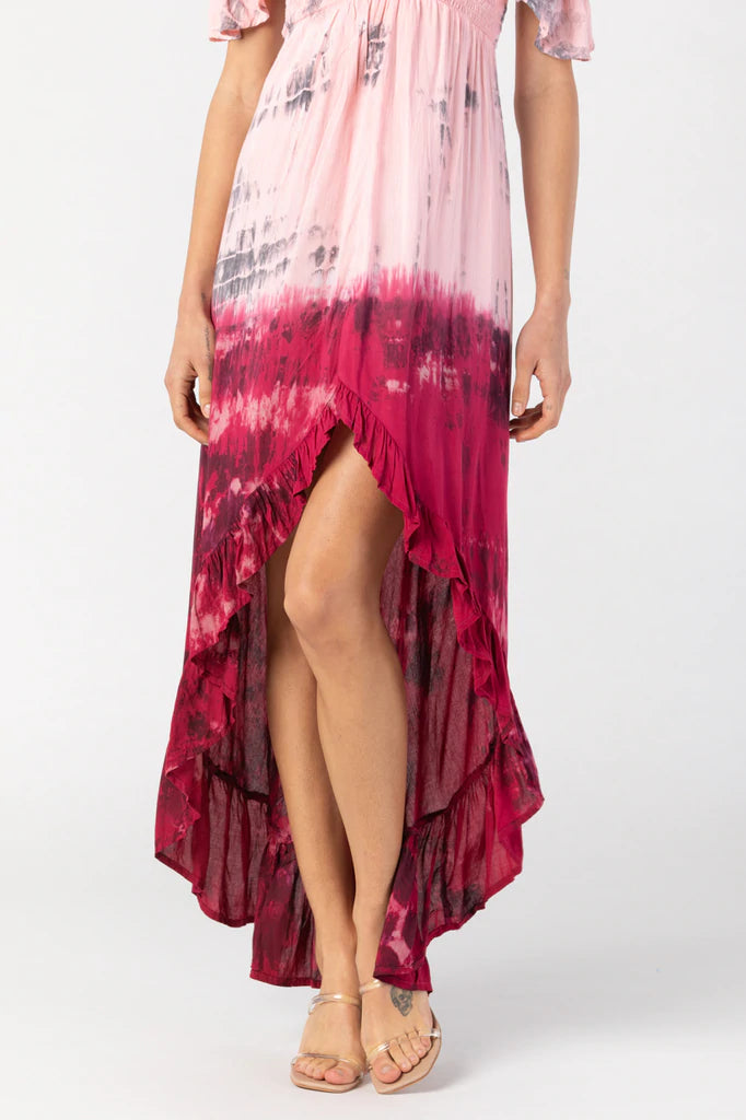 Flowy Ruffled Tie-Dye Maxi Dress
