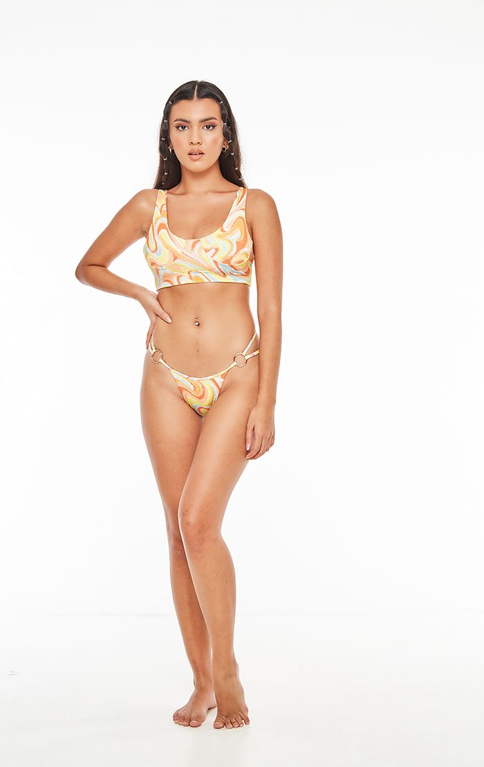 Colorful Scoop Neck Bikini Top