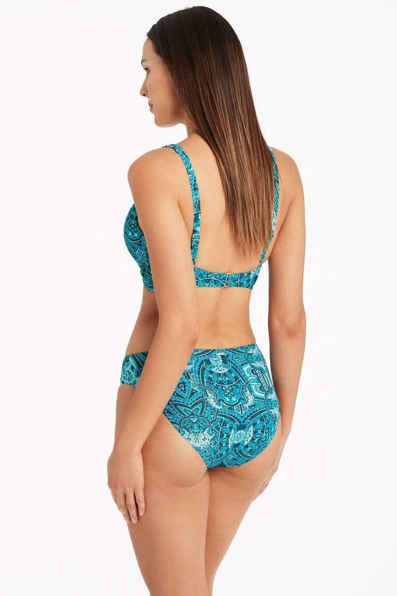 Blue Printed Full Coverage Bikini Bottom