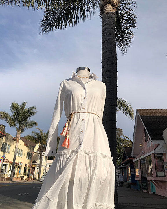 white button down beach cover up dress