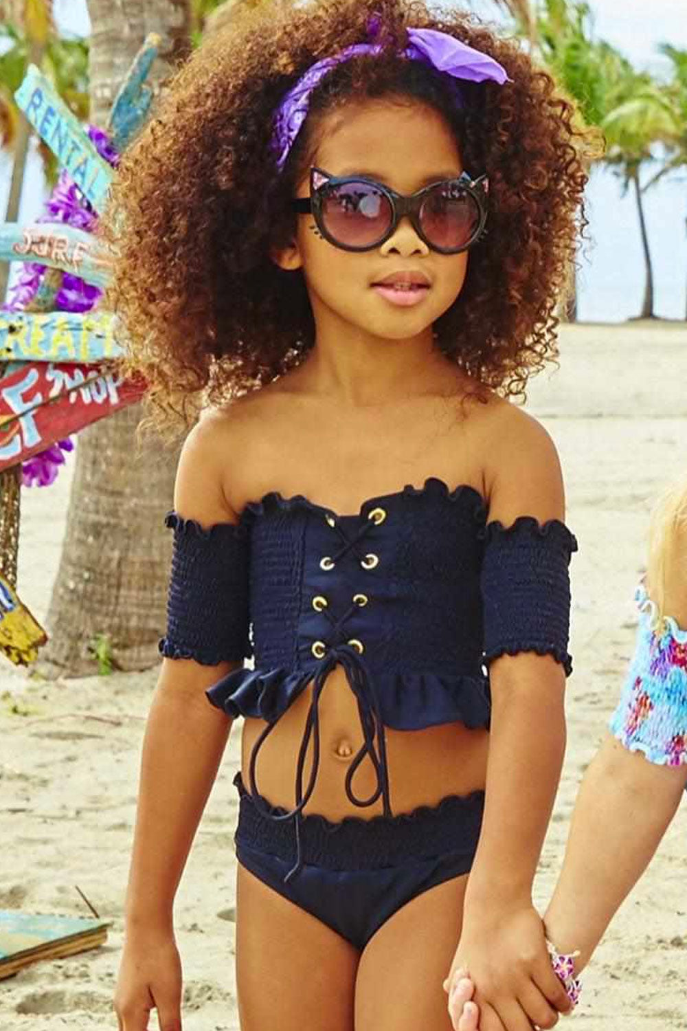 black smocked two piece kids
