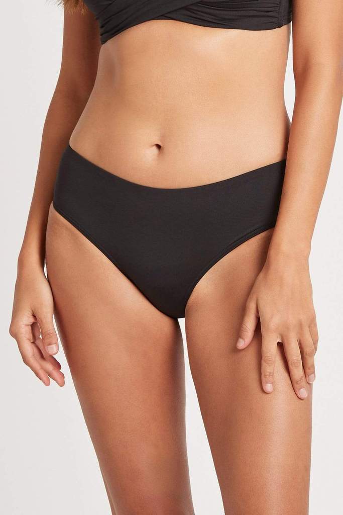 Black Full Coverage Hipster Bikini Bottom