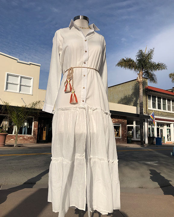 white button down beach cover up dress