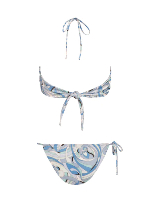 Blue Abstract Print Tie Side Bottom