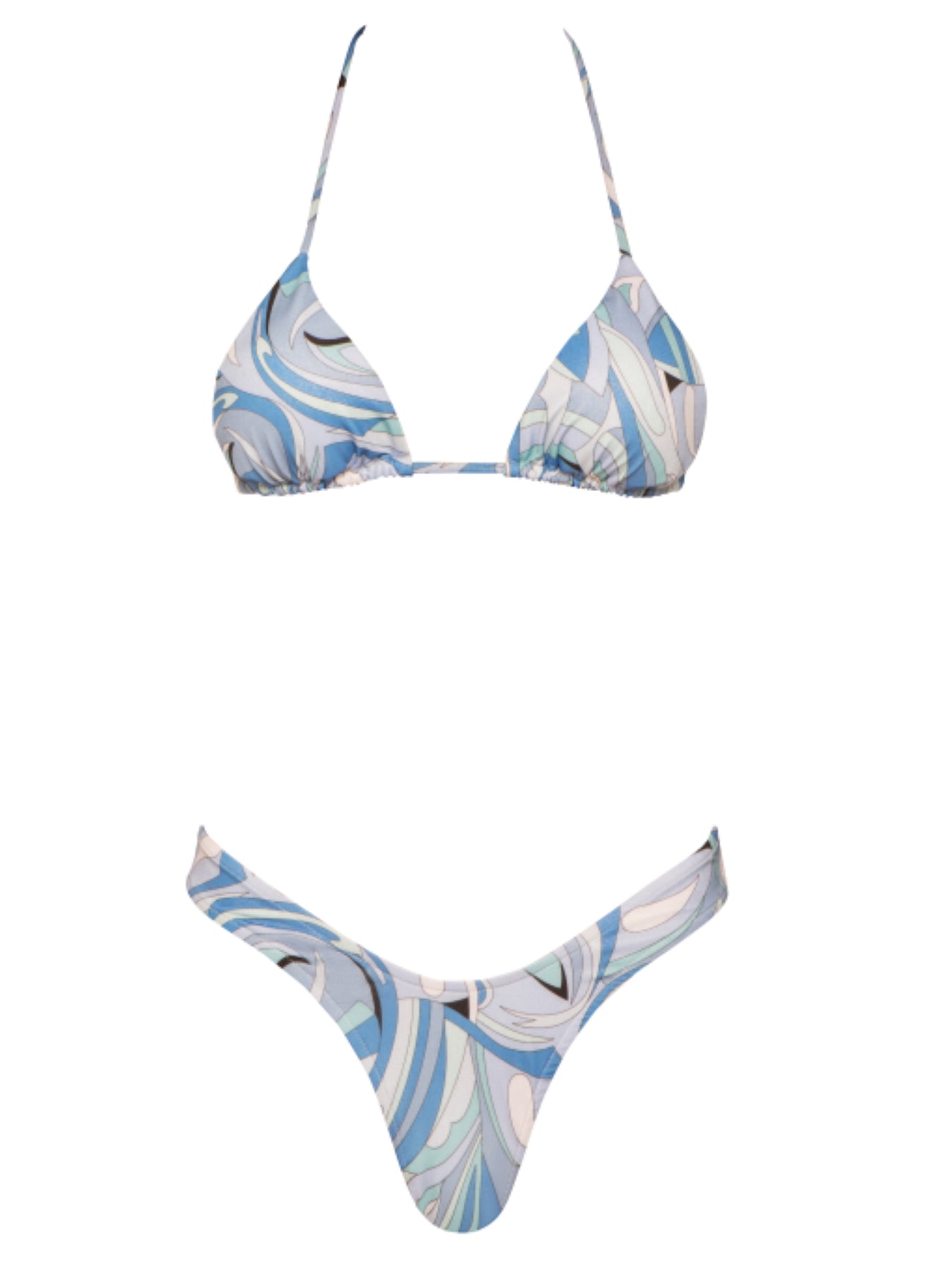 Blue Abstract Print Triangle Top