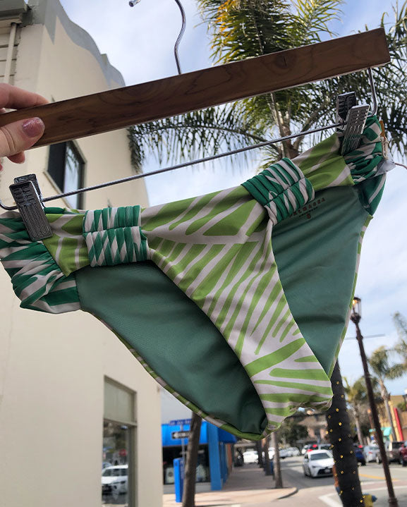 abstract leaf print green bikini bottoms