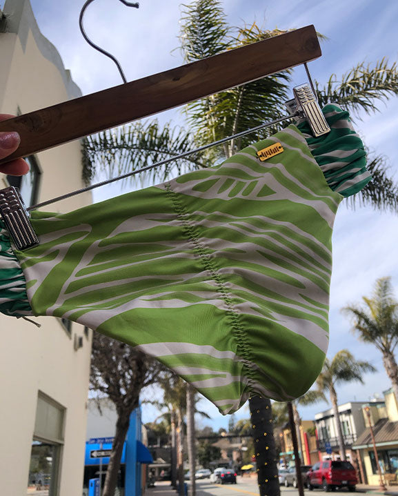 abstract leaf print green bikini bottoms