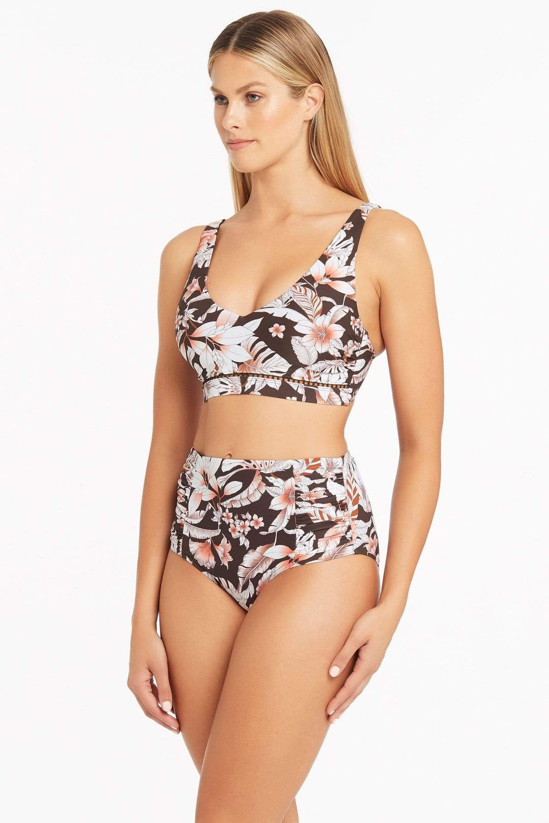 High Waisted Floral Print Bikini Bottom