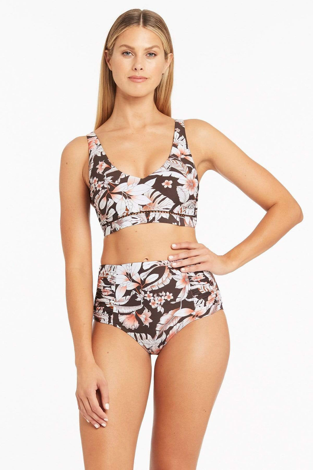 High Waisted Floral Print Bikini Bottom