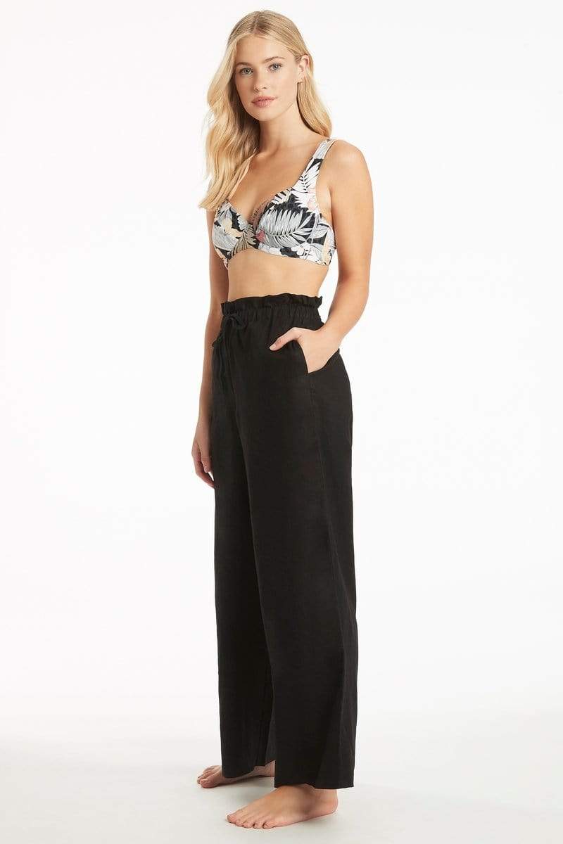 Black Linen Beach Pant