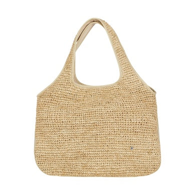 Leather Detailed Raffia Tote Bag