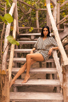 Striped cotton shorts with an elastic waistband