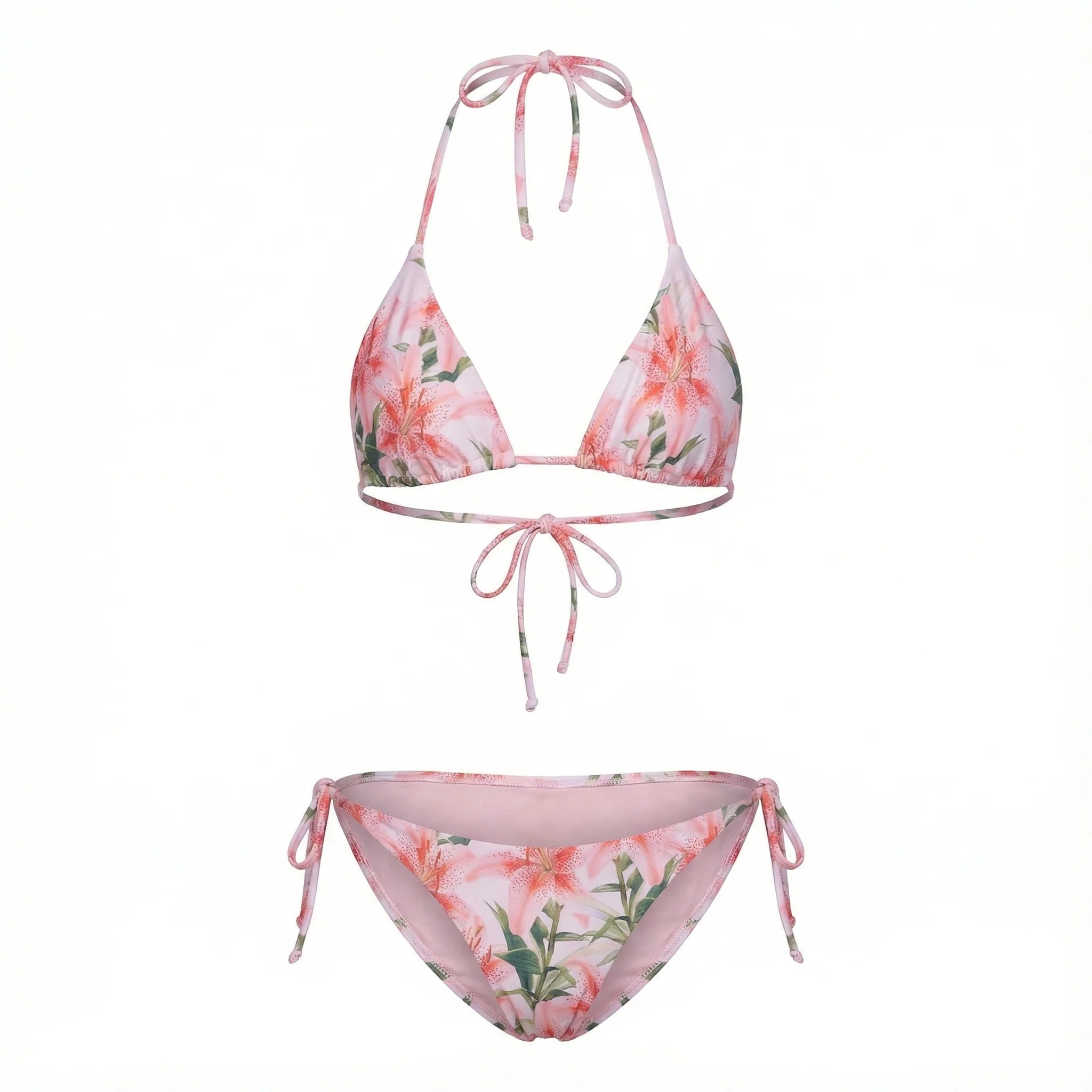 Tie side bikini bottom in colorful floral print