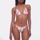 Tie side bikini bottom in colorful floral print