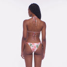 Tie side bikini bottom in colorful floral print