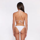 Adjustable triangle top with macrame straps in white